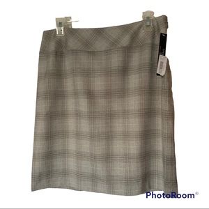 Tahari ASL Career Skirt Lined Glen Plaid Ivory Birchwood Size 8 $118 NWT